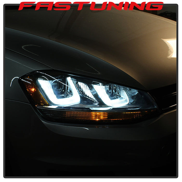 Spyder Black Stripe LED Headlights VW MK7 Golf/GTI