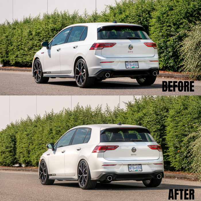 Before and after comparison of a VW MK8/MK8 GTI on CTS Turbo Lowering Springs - FAS Tuning