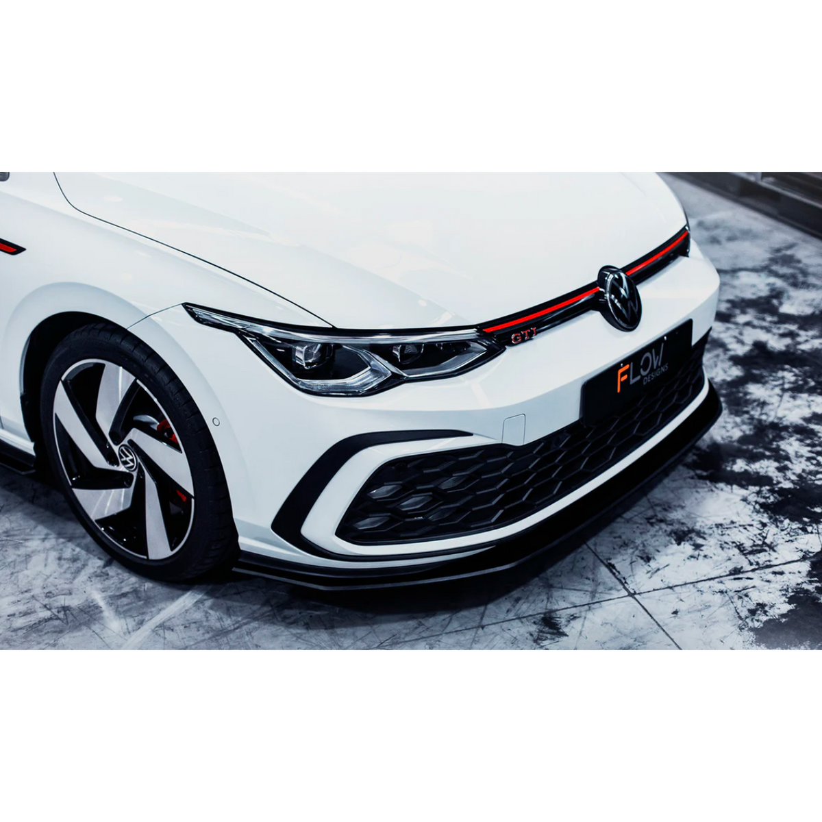 VW GOLF MK8 GTI GTD R Line Gloss Black Front Splitter Spoiler Lip Body