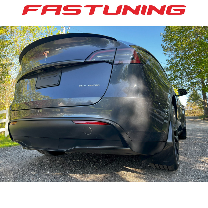 Rally Armor Black Mud Flaps White Logo 2020-23 Tesla Model Y